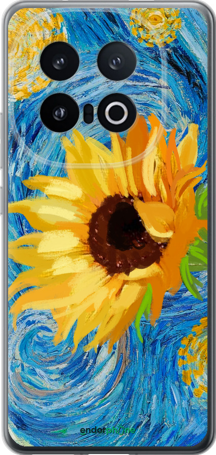 Силиконовый чехол Цветы желто-голубые для Vivo IQOO 13 - 5308u-3913 изображение 