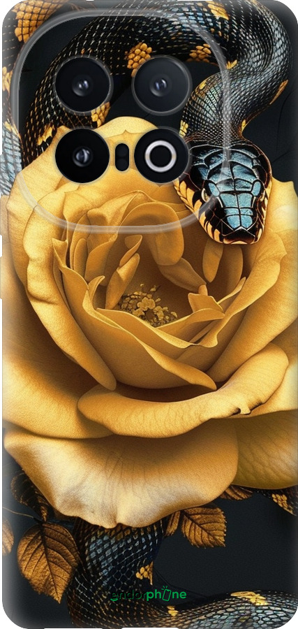 Силиконовый чехол Black snake and golden rose для Vivo IQOO 13 - 6068u-3913 изображение 