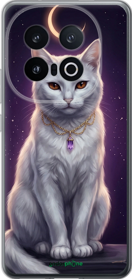 Силиконовый чехол Mystic White Cat Gothic Dark Purple Gold для Vivo IQOO 13 - 6805u-3913 изображение 