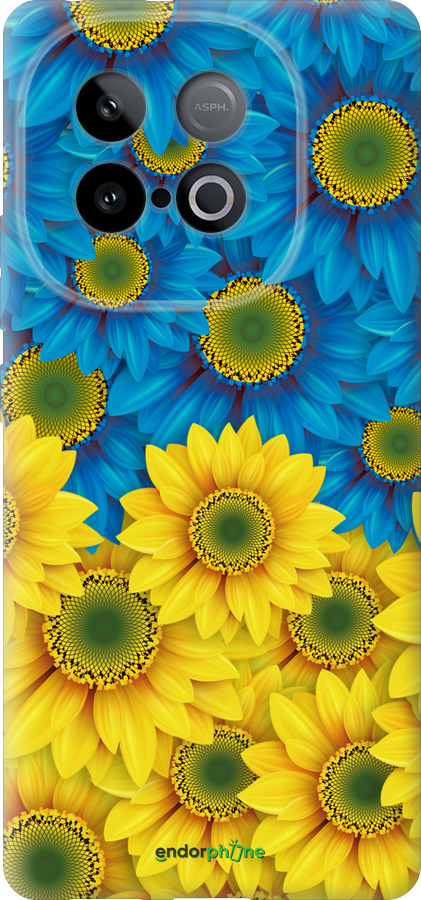Силиконовый чехол Жёлто-голубые цветы для Vivo iQOO Z10 Turbo - 1048u-4150 изображение 