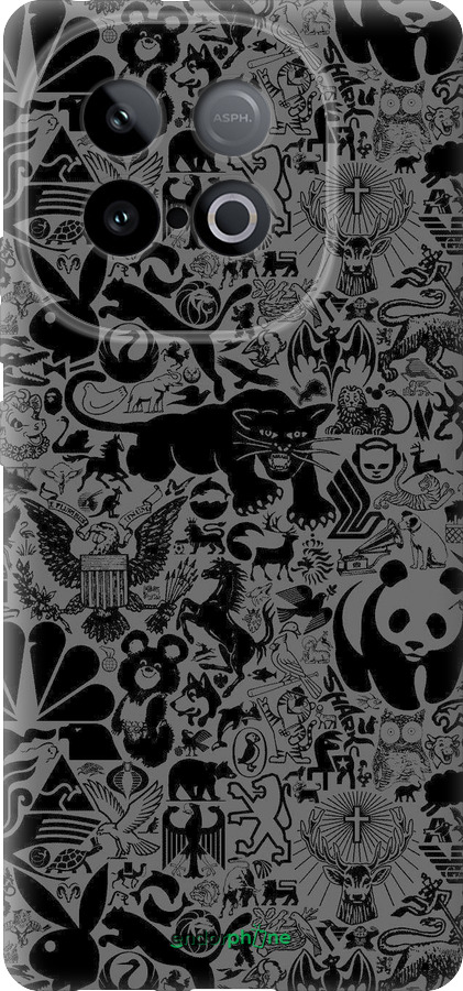 Силіконовий чехол Чорно-сірий стікер бомбінг для Vivo Y300 GT 5G - 2432u-4151 изображение 