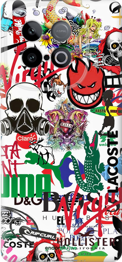 Силиконовый чехол Many different logos для Vivo iQOO Z10 Turbo - 4022u-4150 изображение 