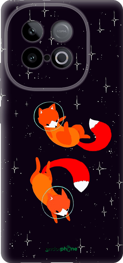 Силиконовый чехол Лисички в космосе для Vivo Y300 GT 5G - 4519u-4151 изображение 