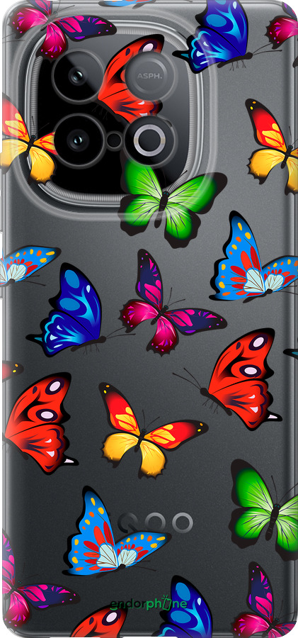 Силіконовий чехол Барвисті метелики для Vivo iQOO Z10 Turbo - 4761u-4150 изображение 