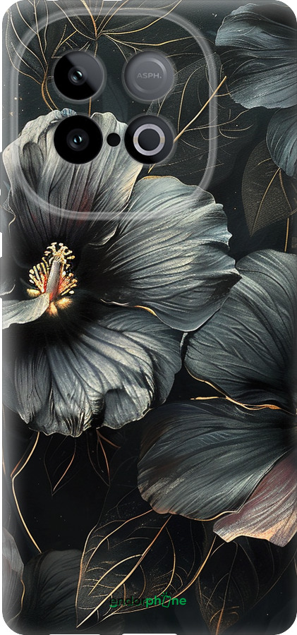 Силиконовый чехол Черные цветы для Vivo iQOO Z10 Turbo - 6031u-4150 изображение 