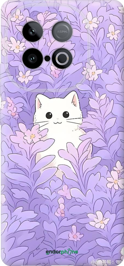 Силиконовый чехол Котик в цветах для Vivo IQOO Neo 10 5G - 6390u-3920 изображение 