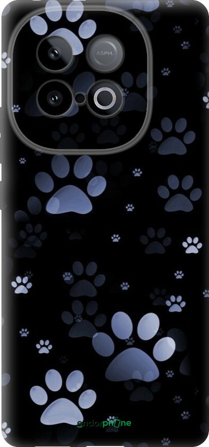 Силиконовый чехол С синими отпечатками лап для Vivo iQOO Z10 Turbo - 6441u-4150 изображение 