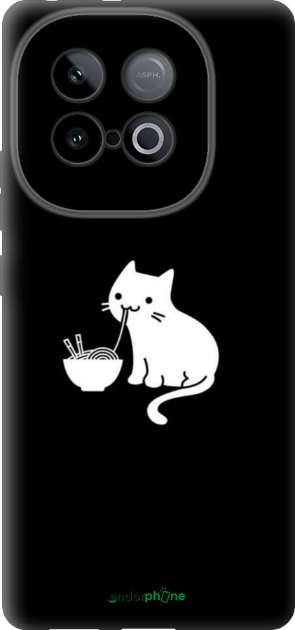 Силіконовий чехол Милий кіт на чорному фоні для Vivo IQOO Neo 10 5G - 6528u-3920 изображение 