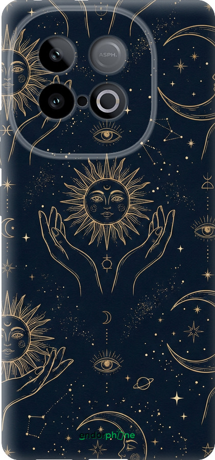 Силиконовый чехол Celestial Harmony: Sun & Moon Gold Mystic Pattern для Vivo Y300 GT 5G - 6778u-4151 изображение 