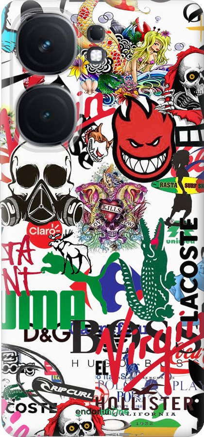 Силиконовый чехол Many different logos для Vivo iQOO Neo9 - 4022u-3631 изображение 