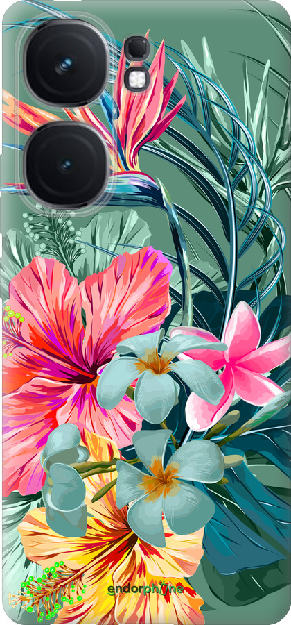 Силиконовый чехол Тропические цветы v1 для Vivo iQOO Neo9 - 4667u-3631 изображение 