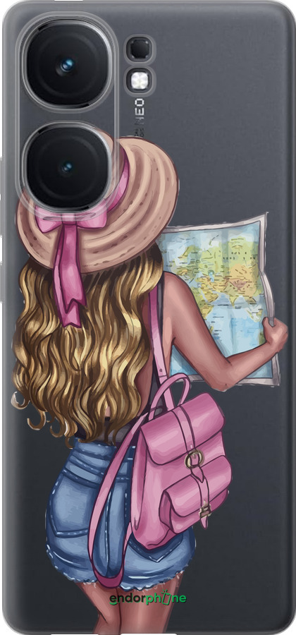 Силіконовий чехол Дівчина з картою для Vivo iQOO Neo9 - 4704u-3631 изображение 