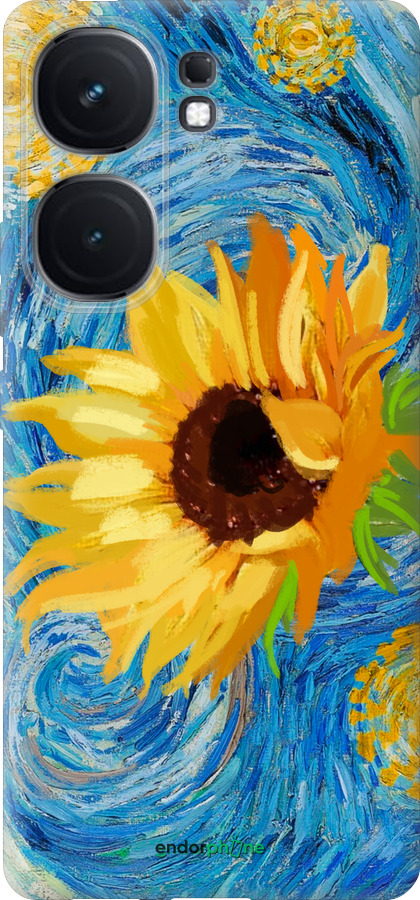 Силіконовий чехол Квіти жовто-блакитні  для Vivo iQOO Neo9 - 5308u-3631 изображение 