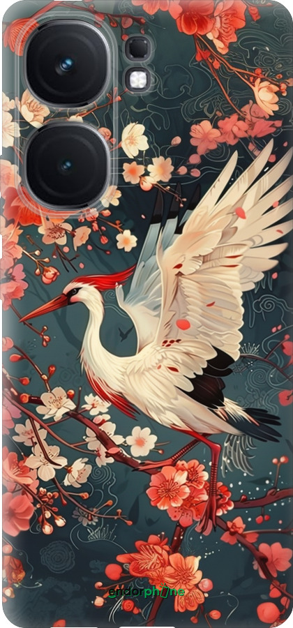Силиконовый чехол Сакура и аист для Vivo iQOO Neo9 - 6108u-3631 изображение 