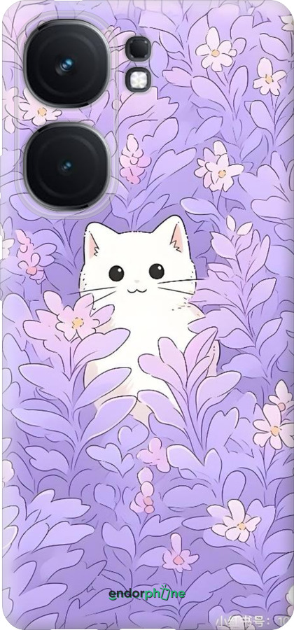 Силиконовый чехол Котик в цветах для Vivo iQOO Neo9 - 6390u-3631 изображение 