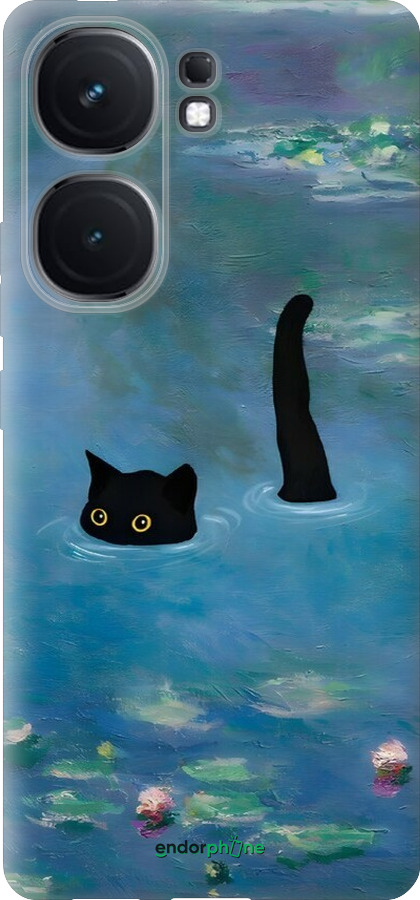 Силіконовий чехол Із зображенням кота та водяної лілії Monet для Vivo iQOO Neo9 - 6519u-3631 изображение 