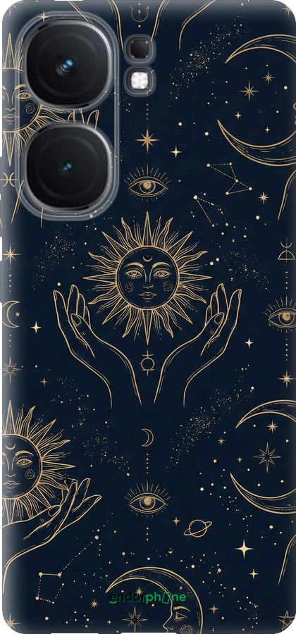 Силиконовый чехол Celestial Harmony: Sun & Moon Gold Mystic Pattern для Vivo iQOO Neo9 - 6778u-3631 изображение 