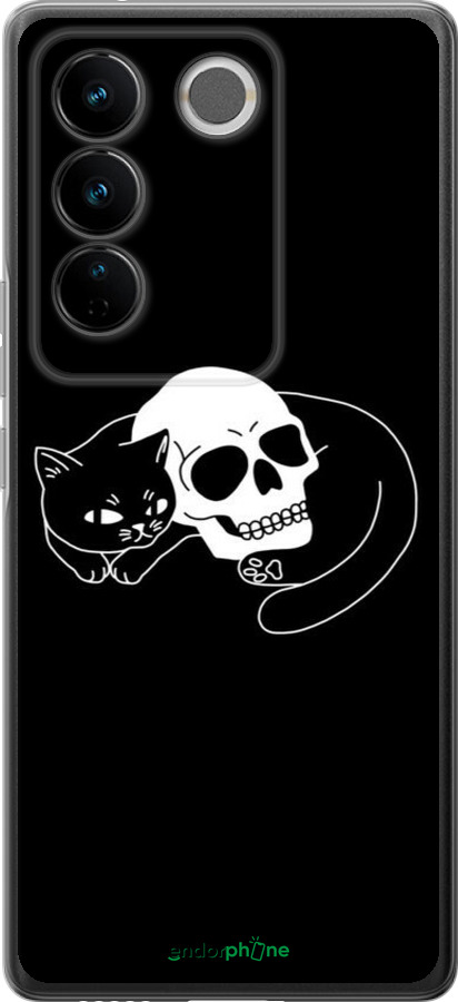Силіконовий чехол Із зображенням кота та черепа для Vivo S16 Pro - 6491u-3123 изображение 