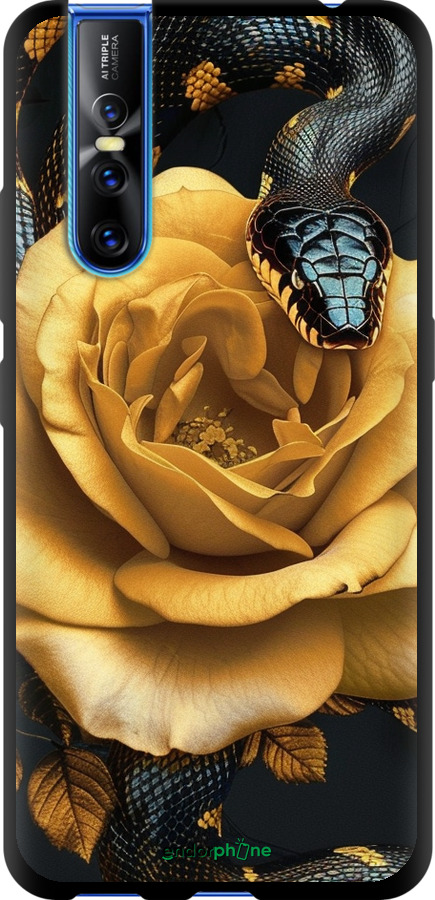 TPU чехол Black snake and golden rose для Vivo V15 pro - 6068b-1763 изображение 