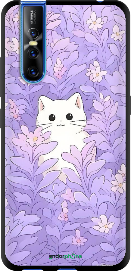 TPU чехол Котик в цветах для Vivo V15 pro - 6390b-1763 изображение 