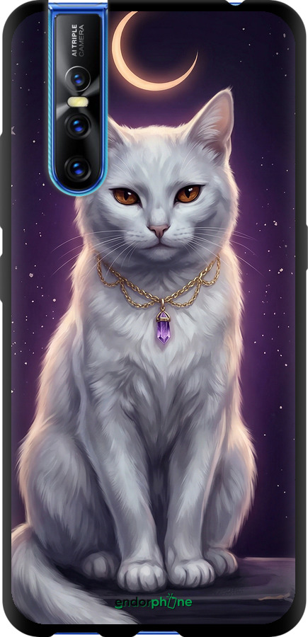 TPU чехол Mystic White Cat Gothic Dark Purple Gold для Vivo V15 pro - 6805b-1763 изображение 