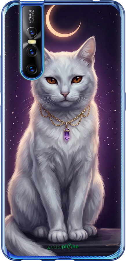 2D пластиковый чехол Mystic White Cat Gothic Dark Purple Gold для Vivo V15 pro - 6805t-1763 изображение 