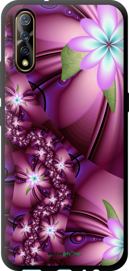 

TPU чорний чохол "Квіткова мозаїка" для Vivo V17 Neo, Рожевий