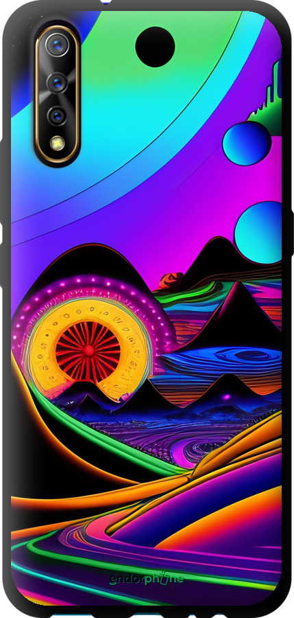 

TPU musta cover "Abstraktio v3" for Vivo V17 Neo, Violetti