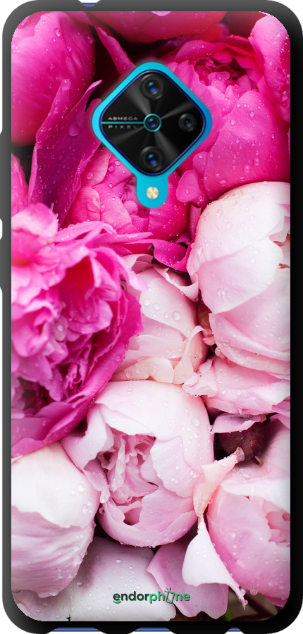 

Custodia in TPU nero Peonie rosa" for Vivo V17"