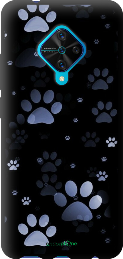 TPU чехол С синими отпечатками лап для Vivo V17 - 6441b-1819 изображение 