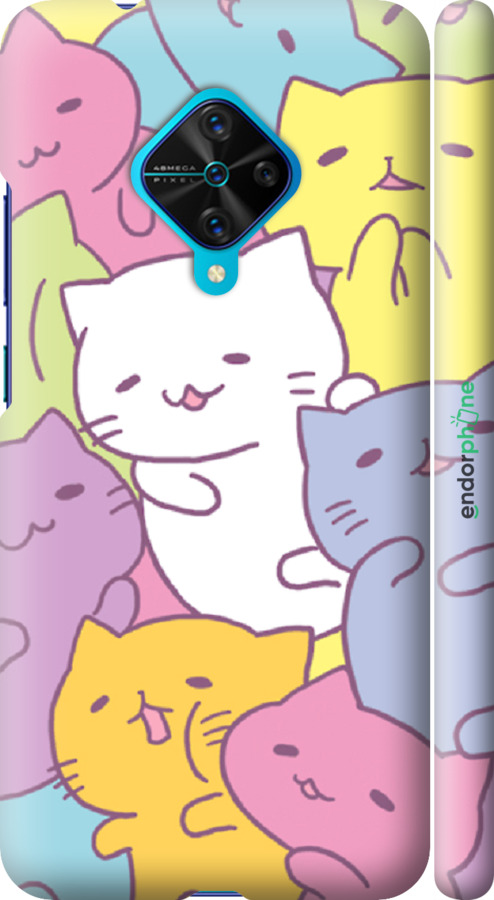

3D пластиковий матовий чохол "Кошенята " для Vivo V17, Білий