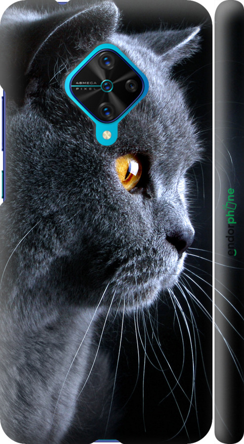 

3D пластиковий матовий чохол "Гарний кіт" для Vivo V17, Чорний