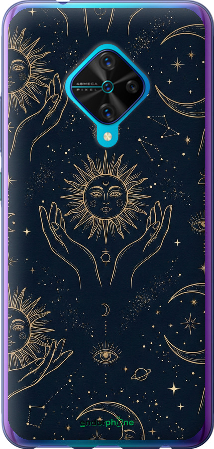 Силиконовый чехол Celestial Harmony: Sun & Moon Gold Mystic Pattern для Vivo V17 - 6778u-1819 изображение 