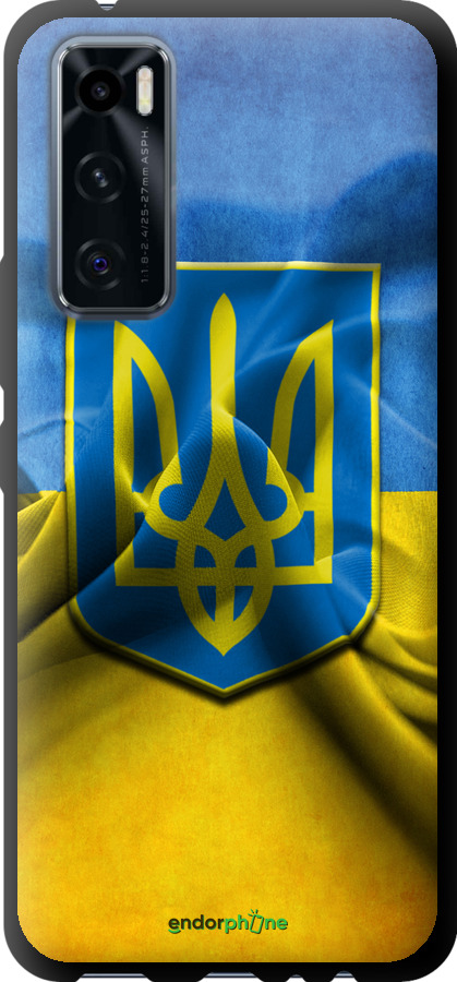 

TPU чорний чохол "Прапор та герб України" для Vivo V20 SE, Блакитний