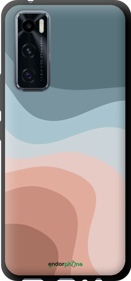 TPU чехол С синими и розовыми волнами в стиле ретро для Vivo V20 SE - 6532b-2128 изображение 