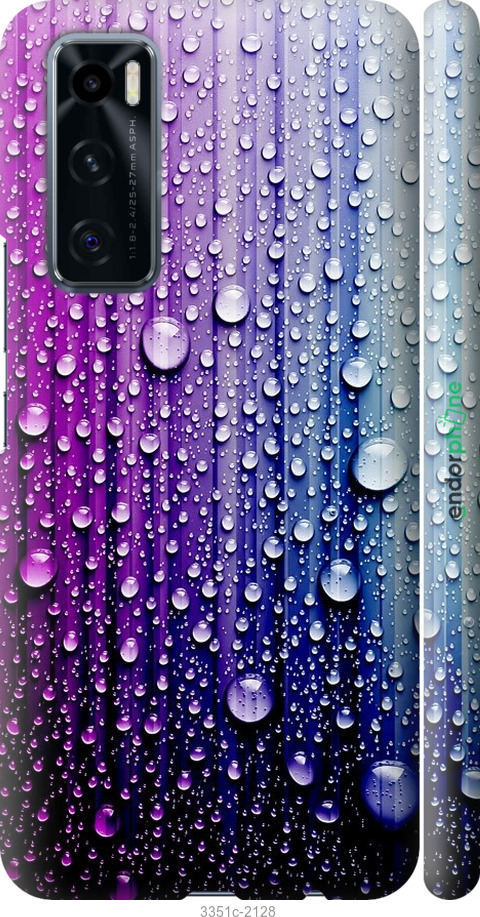 

3D пластиковий матовий чохол "Краплини води" для Vivo V20 SE, Синій