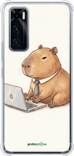 Силикон с усиленными углами чехол Funny Capybara CEO Working для Vivo V20 SE - 6777sp-2128 изображение 
