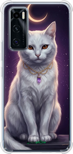 Силикон с усиленными углами чехол Mystic White Cat Gothic Dark Purple Gold для Vivo V20 SE - 6805sp-2128 изображение 