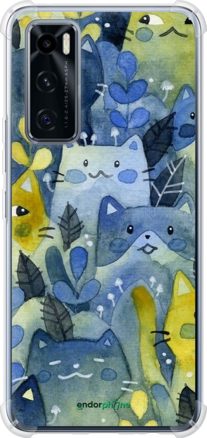 Силикон с усиленными углами чехол С изображением кошачьего леса для Vivo V20 SE - 6447sp-2128 изображение 