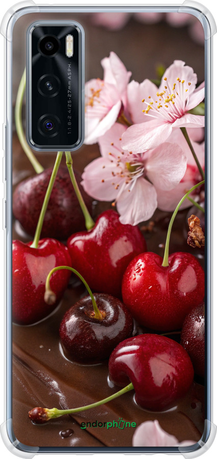 Силикон с усиленными углами чехол Вишня в шоколаде для Vivo V20 SE - 6698sp-2128 изображение 