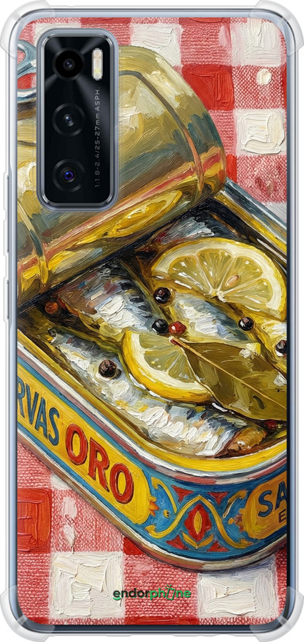 Силикон с усиленными углами чехол Vintage Sardine Tin Phone для Vivo V20 SE - 6772sp-2128 изображение 