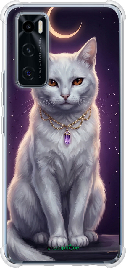 Силикон с усиленными углами чехол Mystic White Cat Gothic Dark Purple Gold для Vivo V20 SE - 6805sp-2128 изображение 