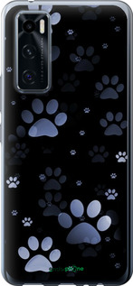 Силиконовый чехол С синими отпечатками лап для Vivo V20 SE - 6441u-2128 изображение 