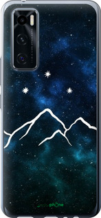 Силиконовый чехол Горы и звезды нарисованы на фоне галактики для Vivo V20 SE - 6490u-2128 изображение 