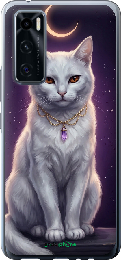 Силиконовый чехол Mystic White Cat Gothic Dark Purple Gold для Vivo V20 SE - 6805u-2128 изображение 