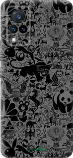 Силіконовий чехол Чорно-сірий стікер бомбінг для Vivo V21 - 2432u-2368 изображение 