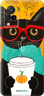 Силиконовый чехол Осенний кот для Vivo V21 - 4026u-2368 изображение 