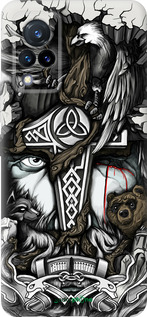 Силиконовый чехол Тату Викинг для Vivo V21 - 4098u-2368 изображение 