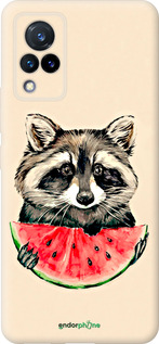 Силиконовый чехол Енотик с арбузом для Vivo V21 - 4605u-2368 изображение 