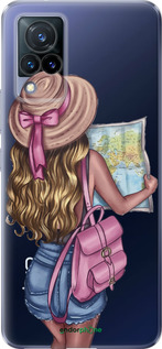 Силиконовый чехол Девушка с картой для Vivo V21 - 4704u-2368 изображение 